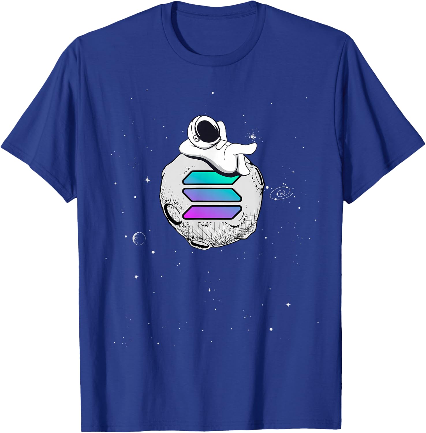Cryptocurrency Fun Relaxing Space Man On Solana Moon T-Shirt - T-Shirt | Royal