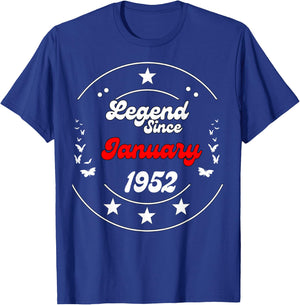 January 1952 Birthday Legend Man Boy Since January 1952 T-Shirt - T-Shirt | Royal