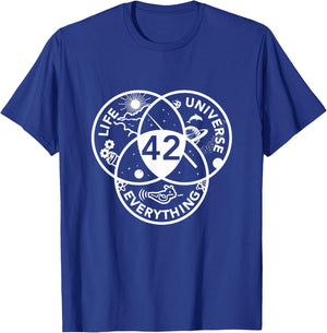 42 Answer to All Questions - Life Universe Everything T-Shirt - T-Shirt | Royal