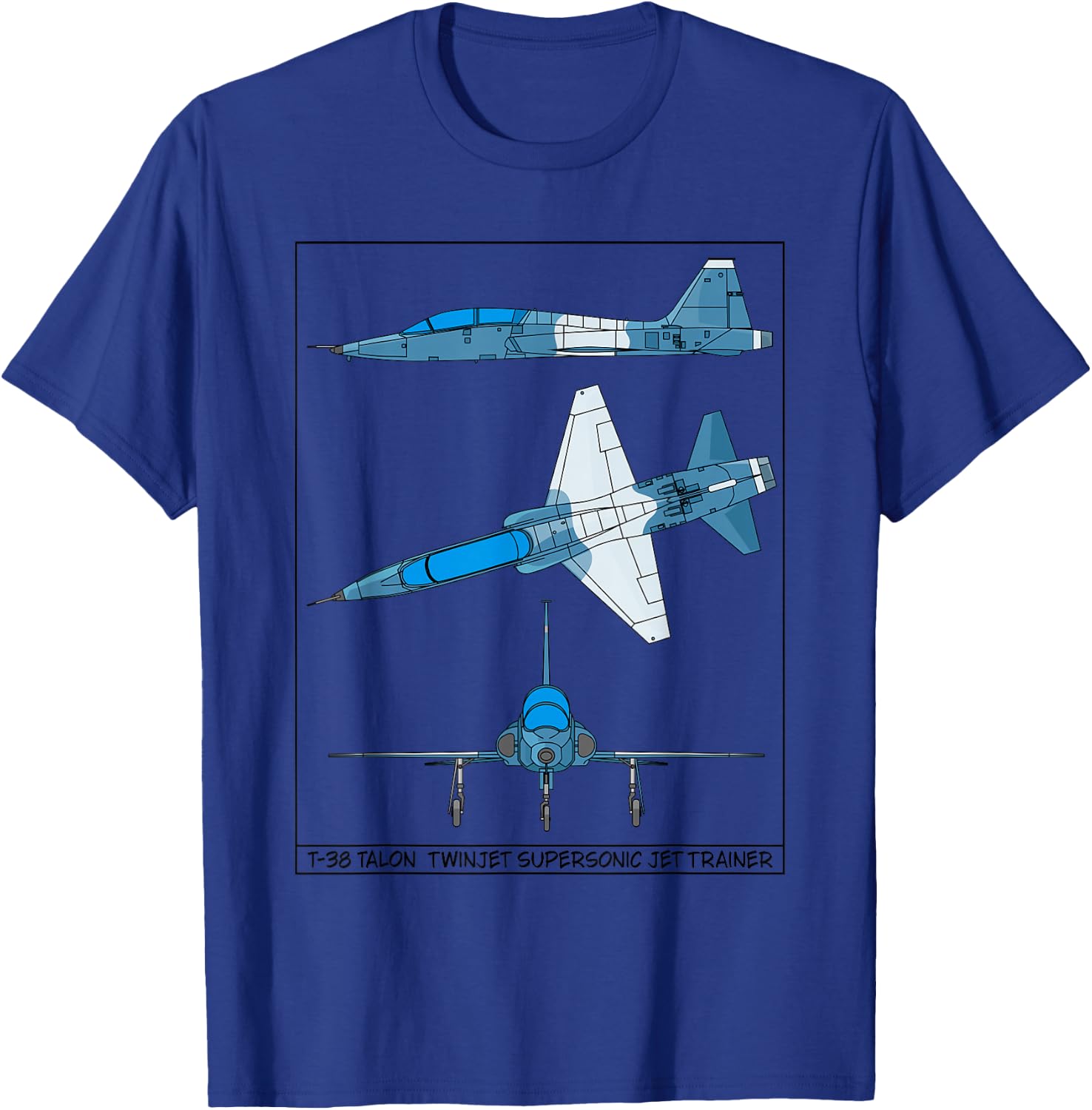 T-38 Talon American Jet Trainer Aircraft Diagram T-Shirt - T-Shirt | Royal