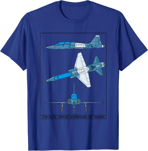 T-38 Talon American Jet Trainer Aircraft Diagram T-Shirt - T-Shirt | Royal