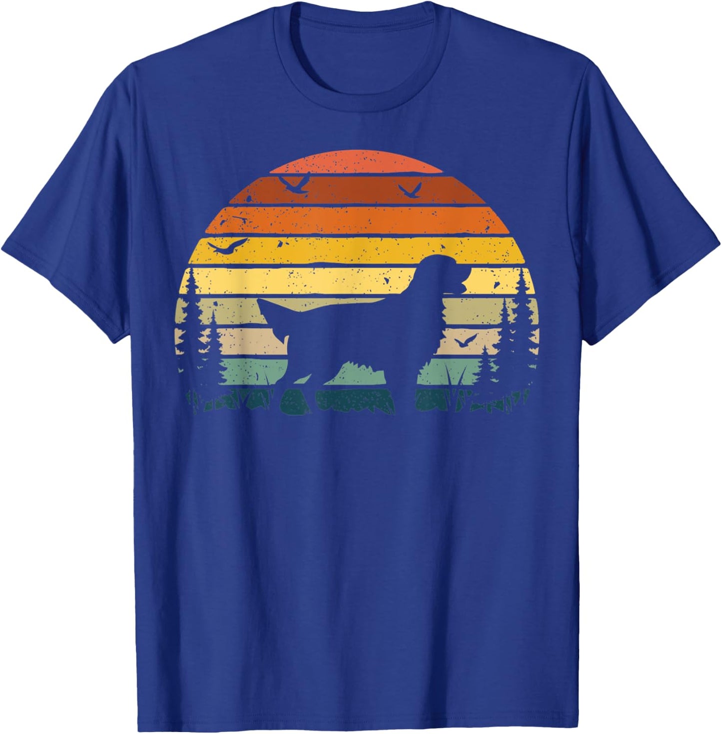 Flat-coated Retriever Dog Retro Vintage Men Women T-Shirt - T-Shirt | Royal