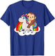 Monkey On Unicorn Rainbow Animals Sweet Monkey Unicorns T-Shirt - T-Shirt | Royal