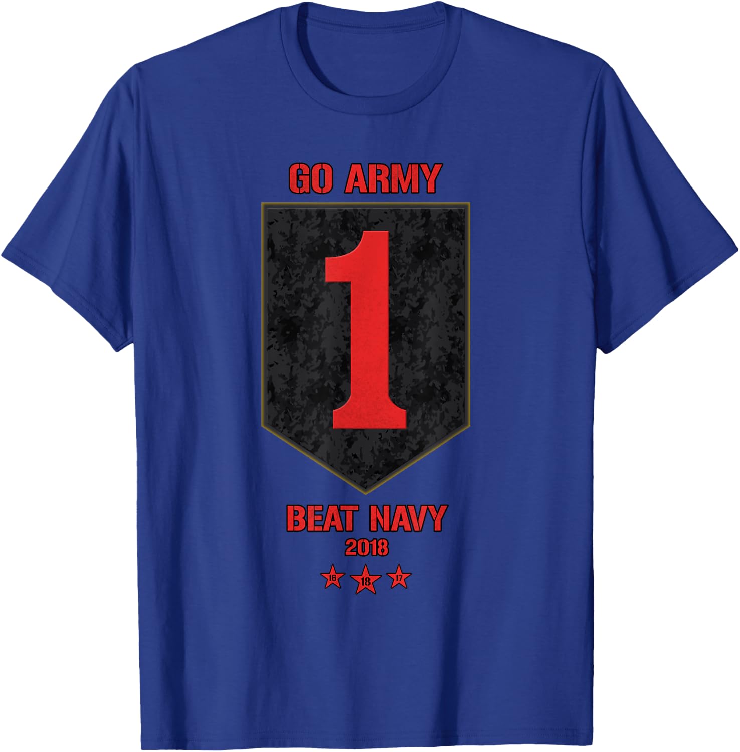 Veterans & Armed Forces Design (VAFD) Go Army! Beat Navy! 2018 Black Adult Men's Classic Fit Short Sleeve T-Shirt - T-Shirt | Royal