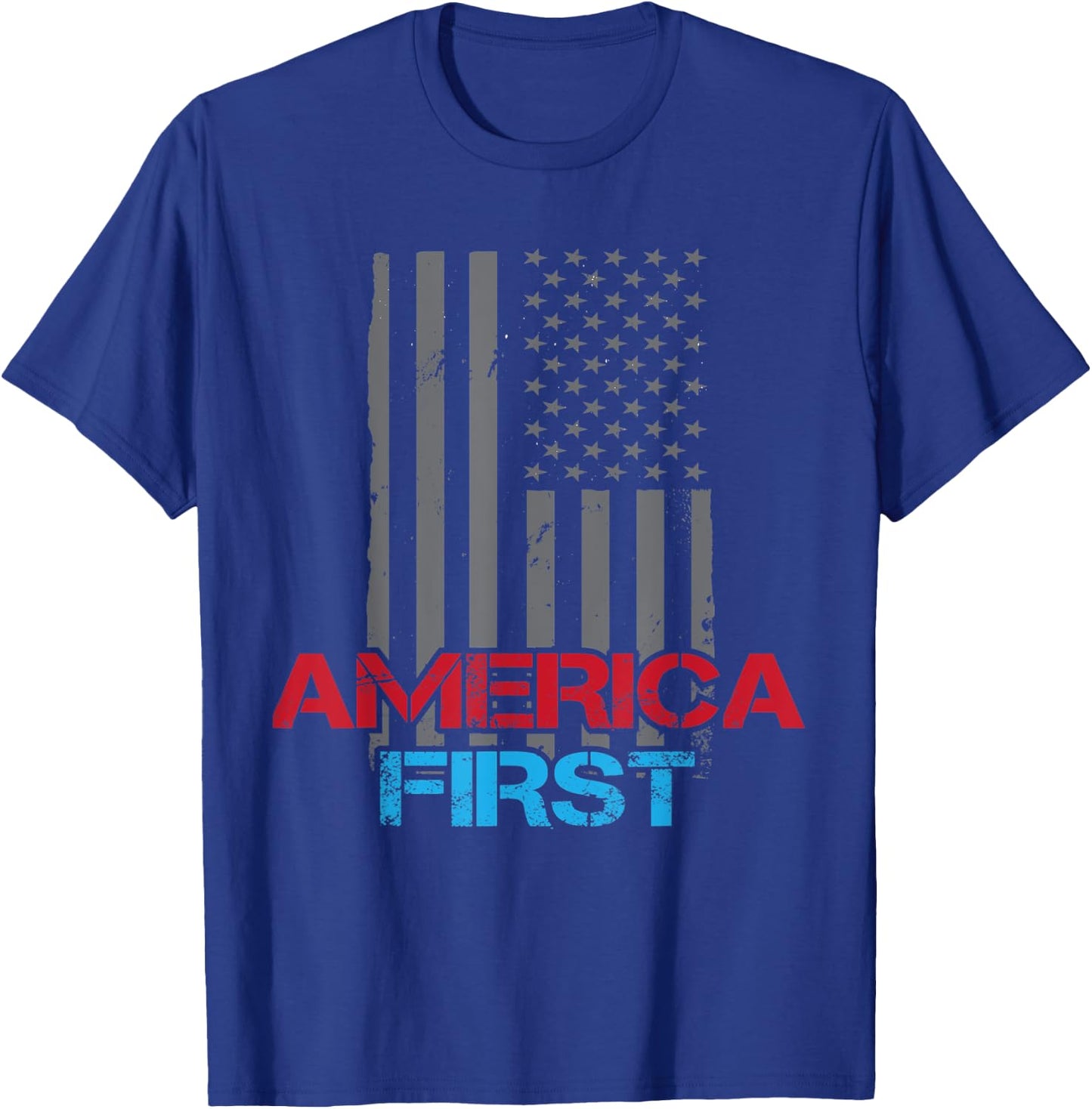 America First Patriotic American Flag Stars And Stripes USA Men T-Shirt - T-Shirt | Royal