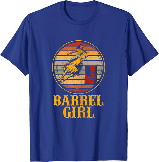 Arrel Racing Horse Riding Texas Rodeo Barrel Girl T-Shirt - T-Shirt | Royal