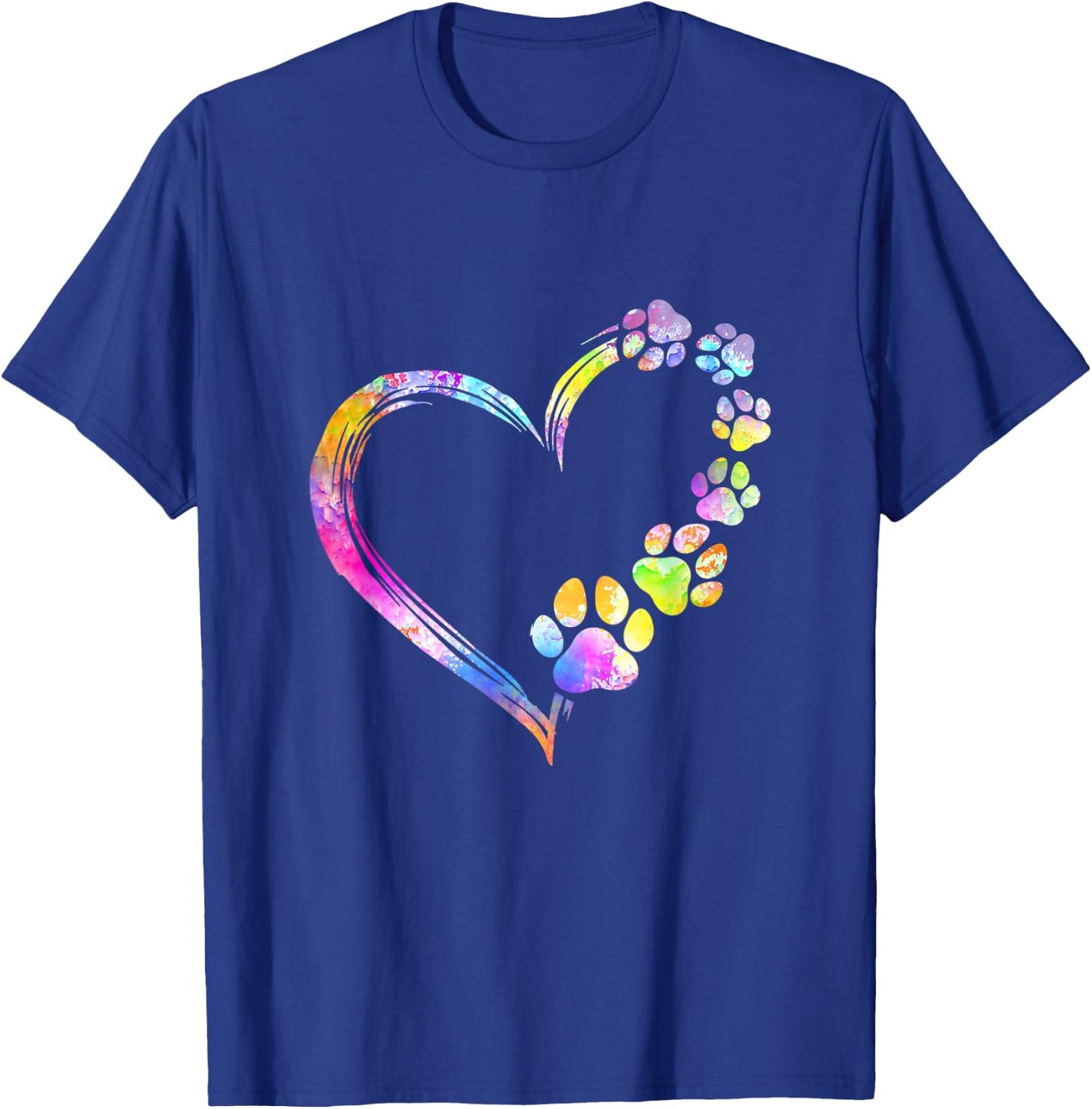 Dog Mom Dad Puppy Love Dogs Paw Print Heart Tie Dye Design Men Women T-Shirt - T-Shirt | Royal
