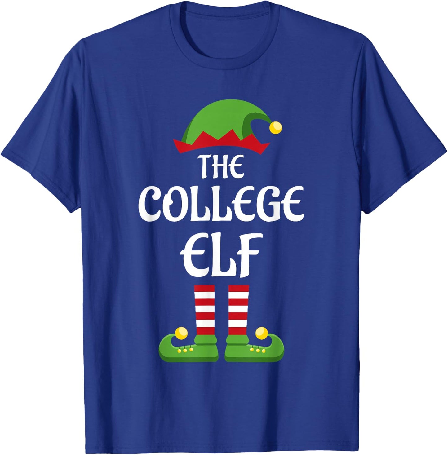College Elf Family Matching Group Christmas T-Shirt - T-Shirt | Royal
