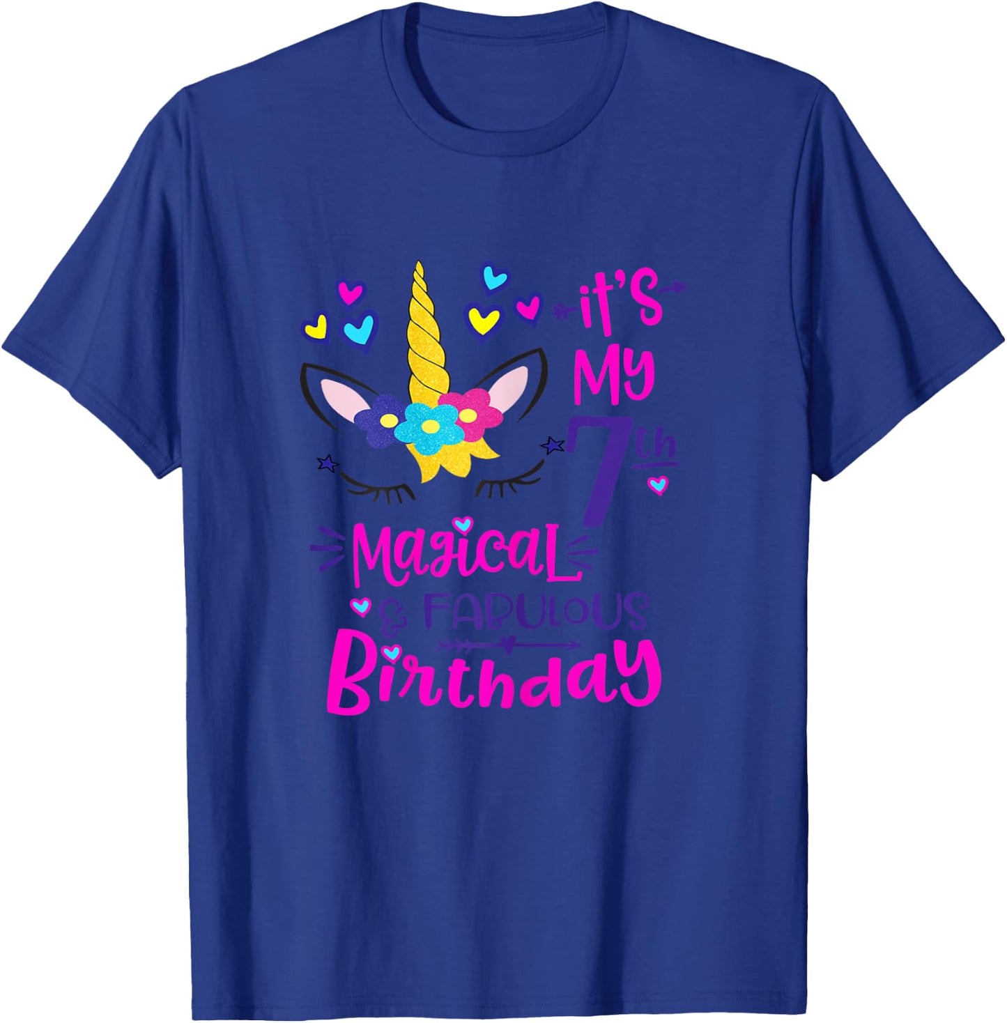 It's My 7th Magical & Fabulous Birthday 7 Year Old Unicorn T-Shirt - T-Shirt | Royal