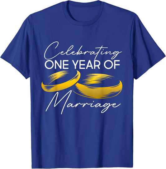 1 Year Wedding Anniversary Party Celebrating 1 Year Marriage T-Shirt - T-Shirt | Royal