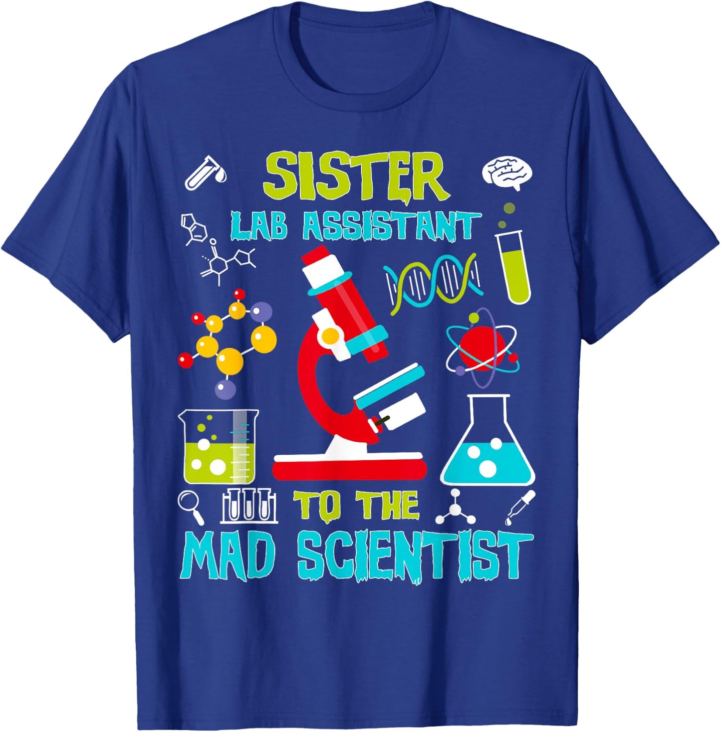 Sister Lab Assistant Mad Scientist Party Birthday T-Shirt - T-Shirt | Royal