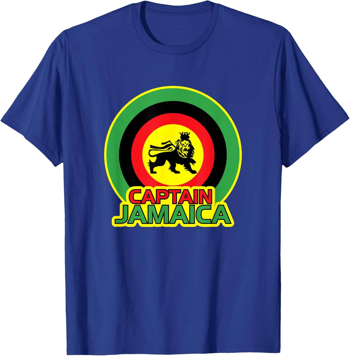 Jamaican Captain Jamaica Reggae Music Shield Lion Design T-Shirt - T-Shirt | Royal