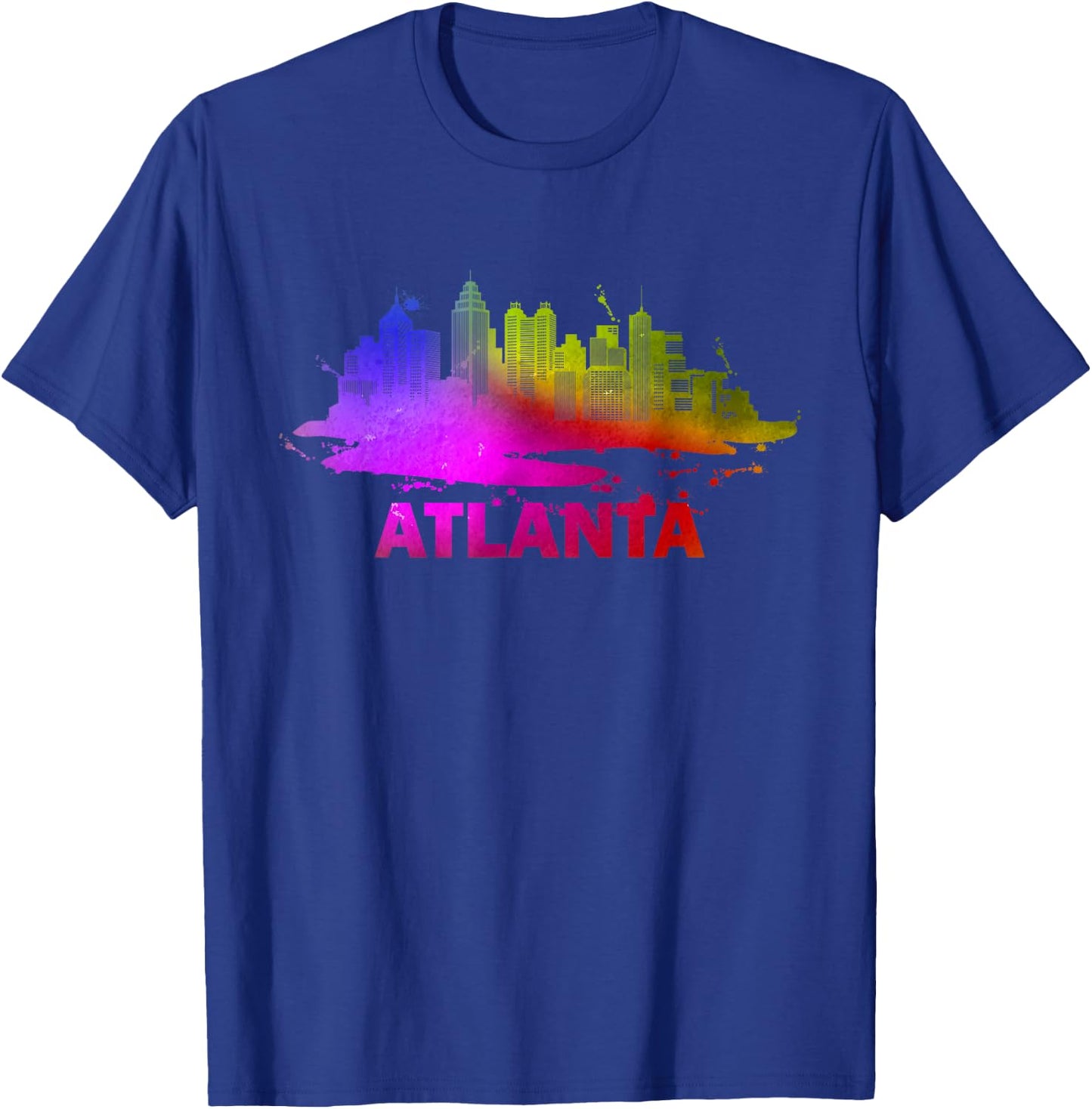 Colorful Atlanta Cityscape Souvenir - Atlanta Skyline T-Shirt - T-Shirt | Royal