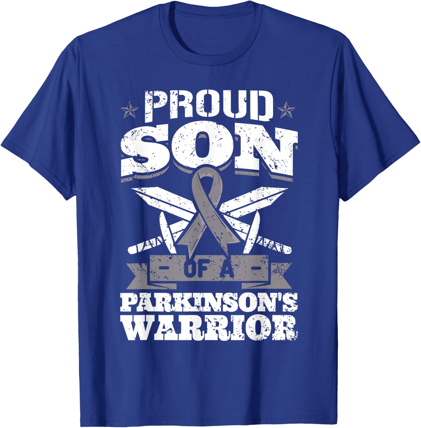 Proud Son Of A Parkinson's Warrior PD Awareness Ribbon T-Shirt - T-Shirt | Royal