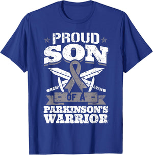 Proud Son Of A Parkinson's Warrior PD Awareness Ribbon T-Shirt - T-Shirt | Royal