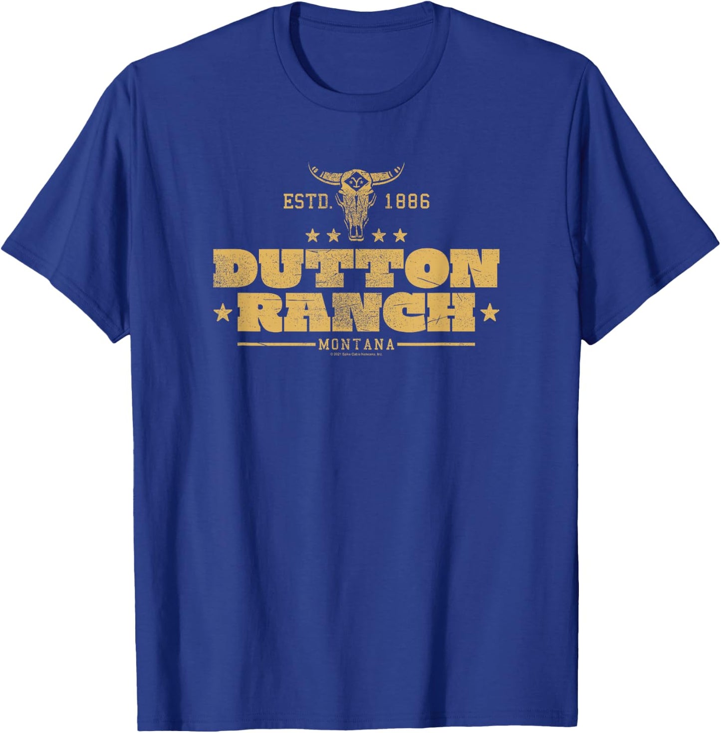 Yellowstone Dutton Ranch Montana Est. 1886 Center Gold Logo T-Shirt - T-Shirt | Royal