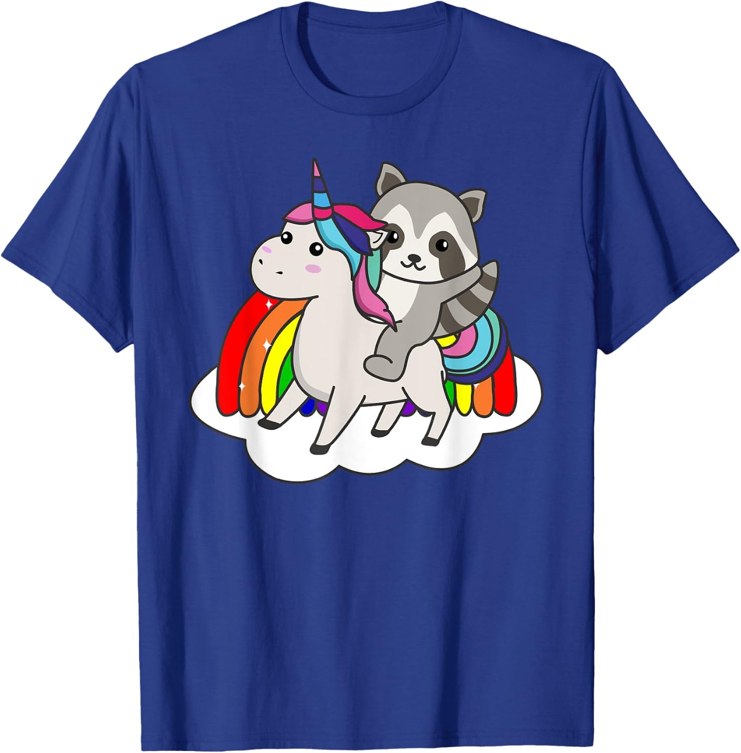 Raccoon On Unicorn Rainbow Animals Sweet Unicorns T-Shirt - T-Shirt | Royal