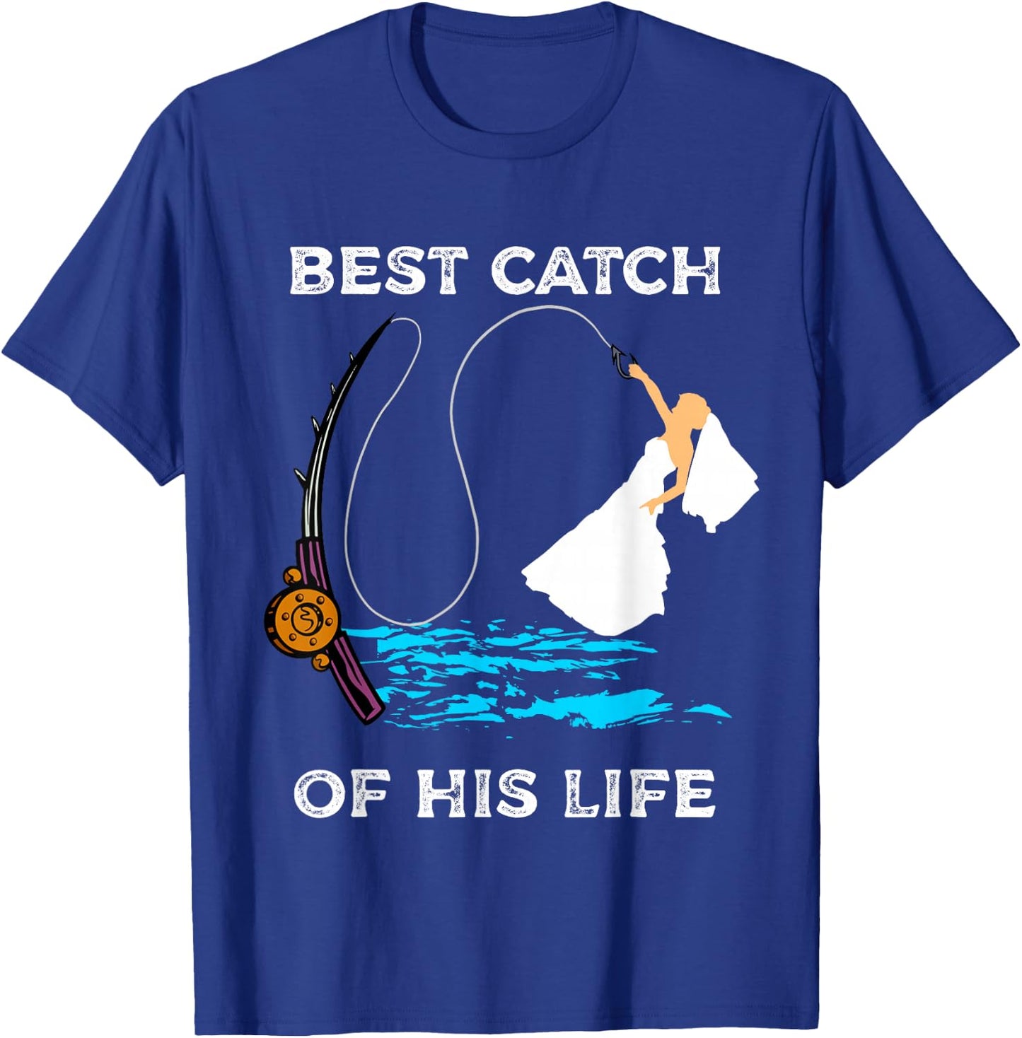 Bride on the fishing rod engagement and wedding for anglers T-Shirt - T-Shirt | Royal