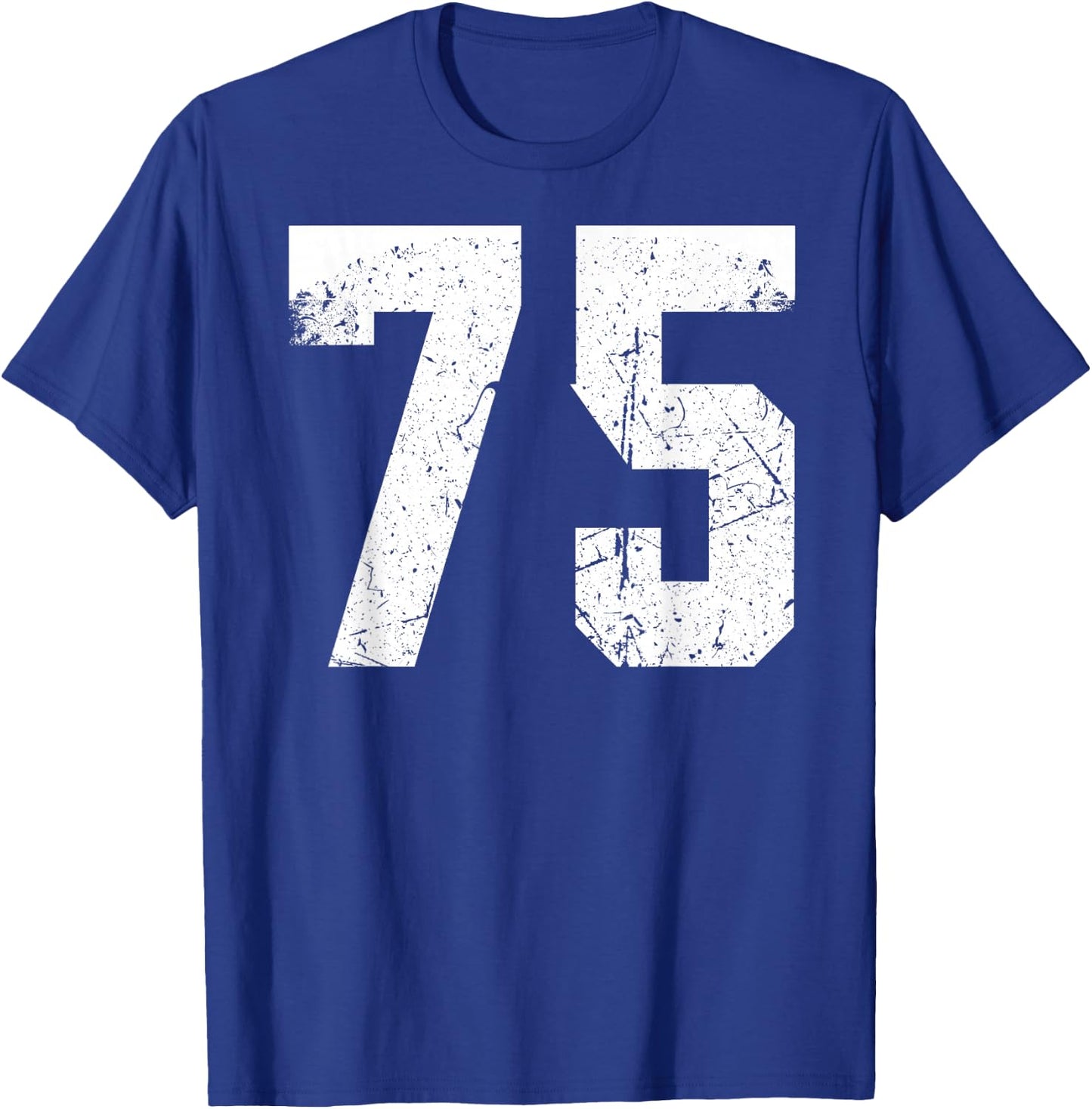 Vintage Number 75 White Plain Number T-Shirt - T-Shirt | Royal
