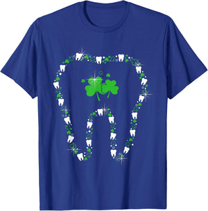 Tooth With Shamrocks Dental Assistant Happy St Patrick's Day T-Shirt - T-Shirt | Royal