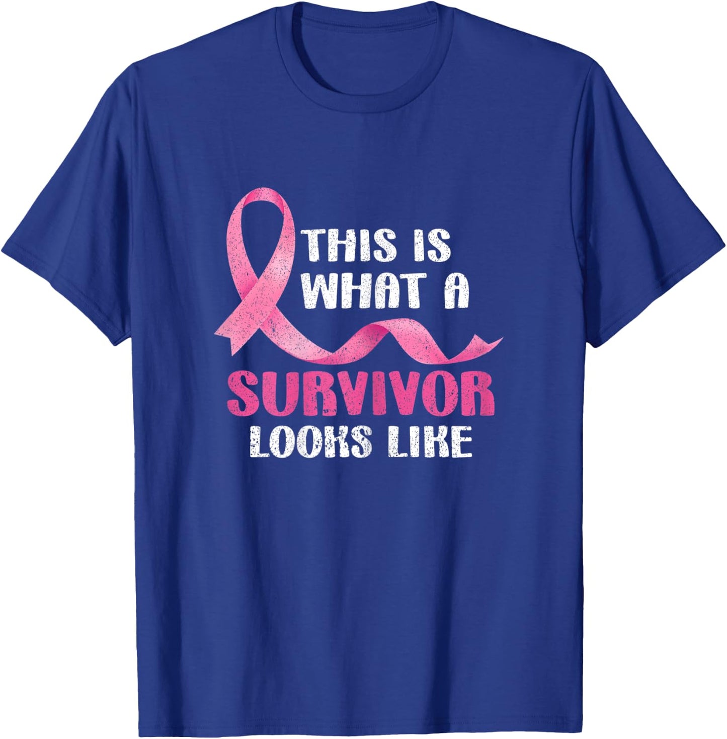 Cancer Survivor Women Pink Ribbon Breast Cancer Awareness T-Shirt - T-Shirt | Royal