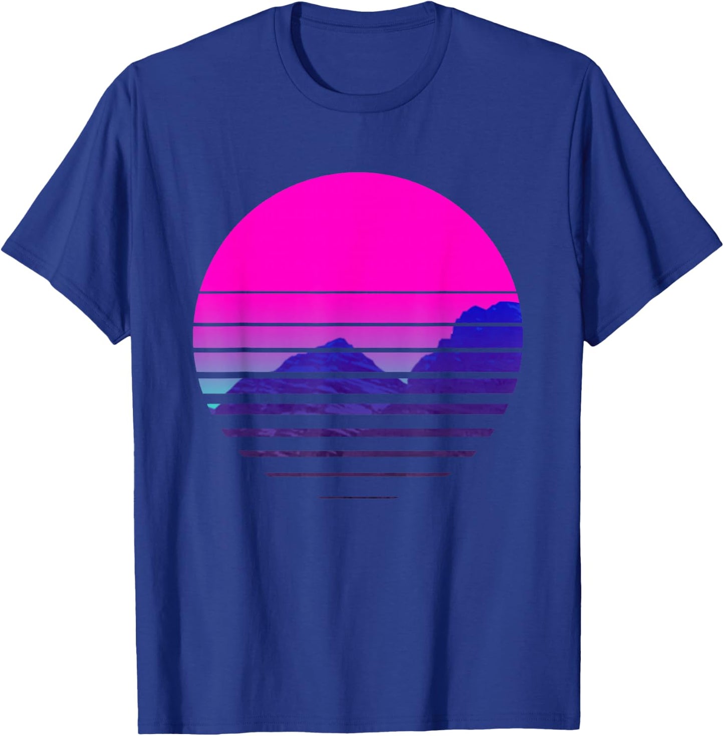 Vaporwave Aesthetic Sundownsunrise Mountains Scenary T-Shirt - T-Shirt | Royal