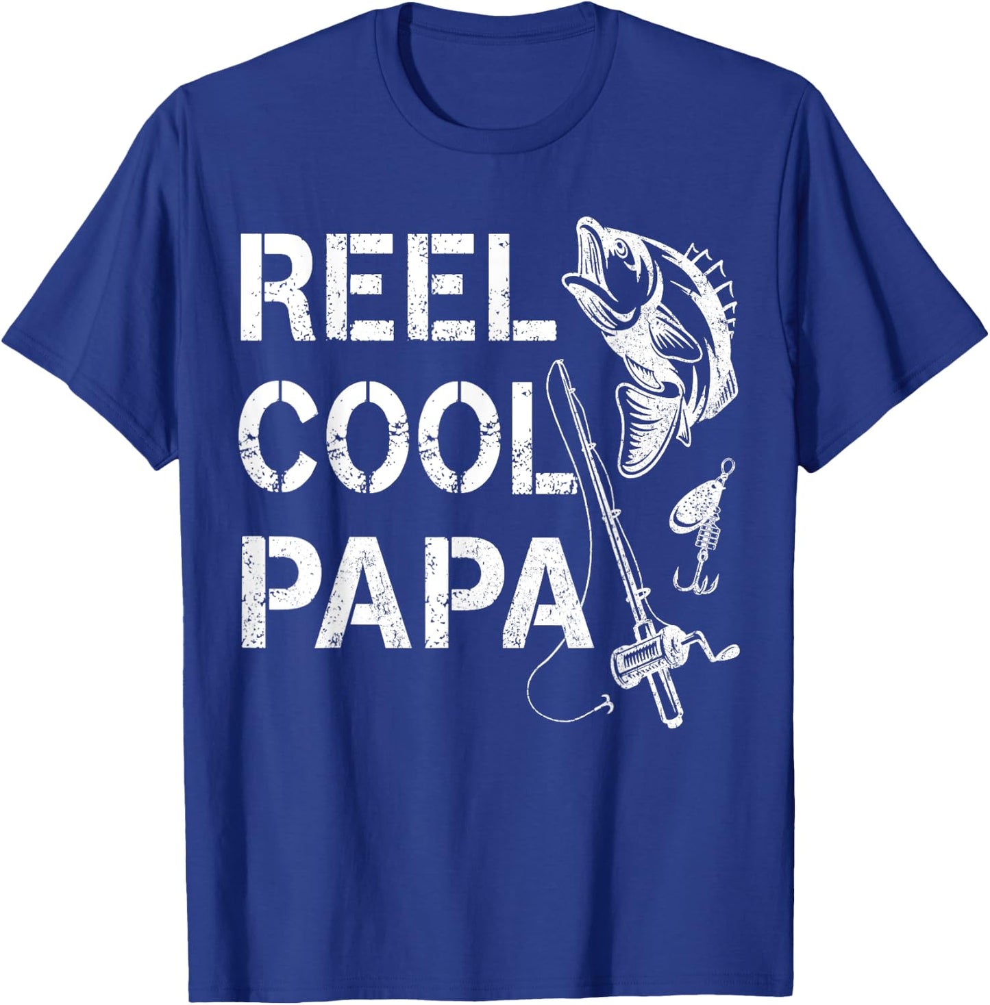 Reel Cool Papa Fishing Dad Gifts Father's Day Fisherman Fish T-Shirt - T-Shirt | Royal