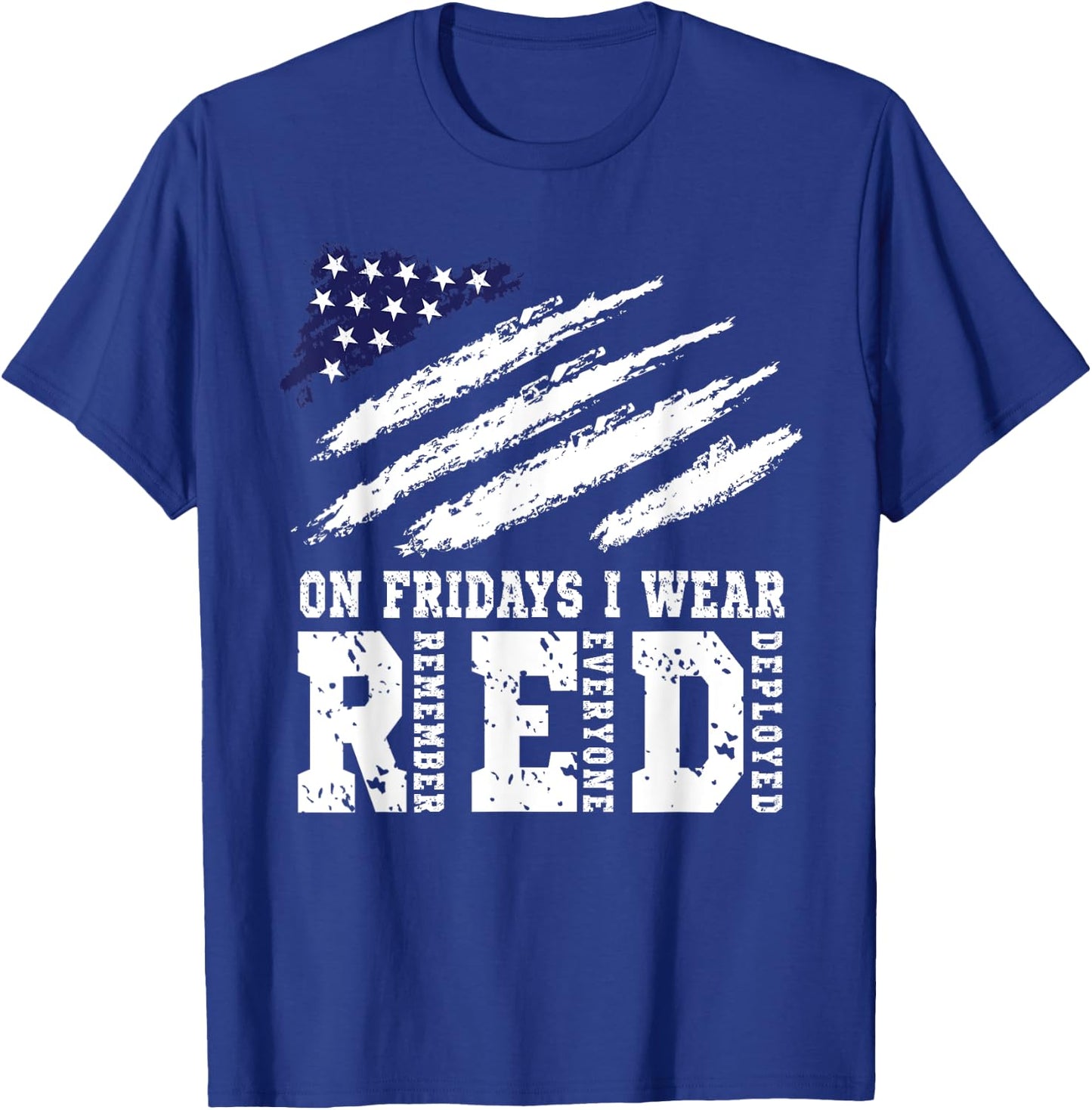 On Fridays I Wear Red USA Support American Troops T-Shirt - T-Shirt | Royal