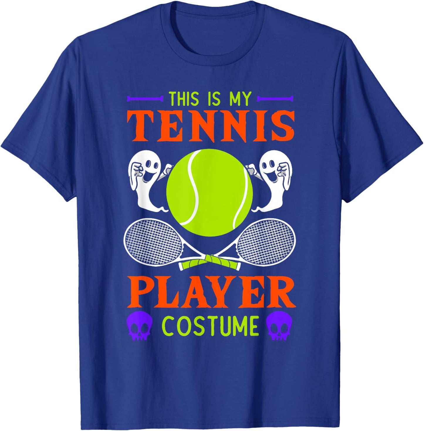 Halloween Tennis Player Sport Spooky Ghost Costume T-Shirt - T-Shirt | Royal