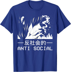 Alt Indie Aesthetic Egirl Eboy Clothes Anime Merch Japanese Aesthetic Antisocial Anime Girl Sad Soft Grunge T-Shirt - T-Shirt | Royal