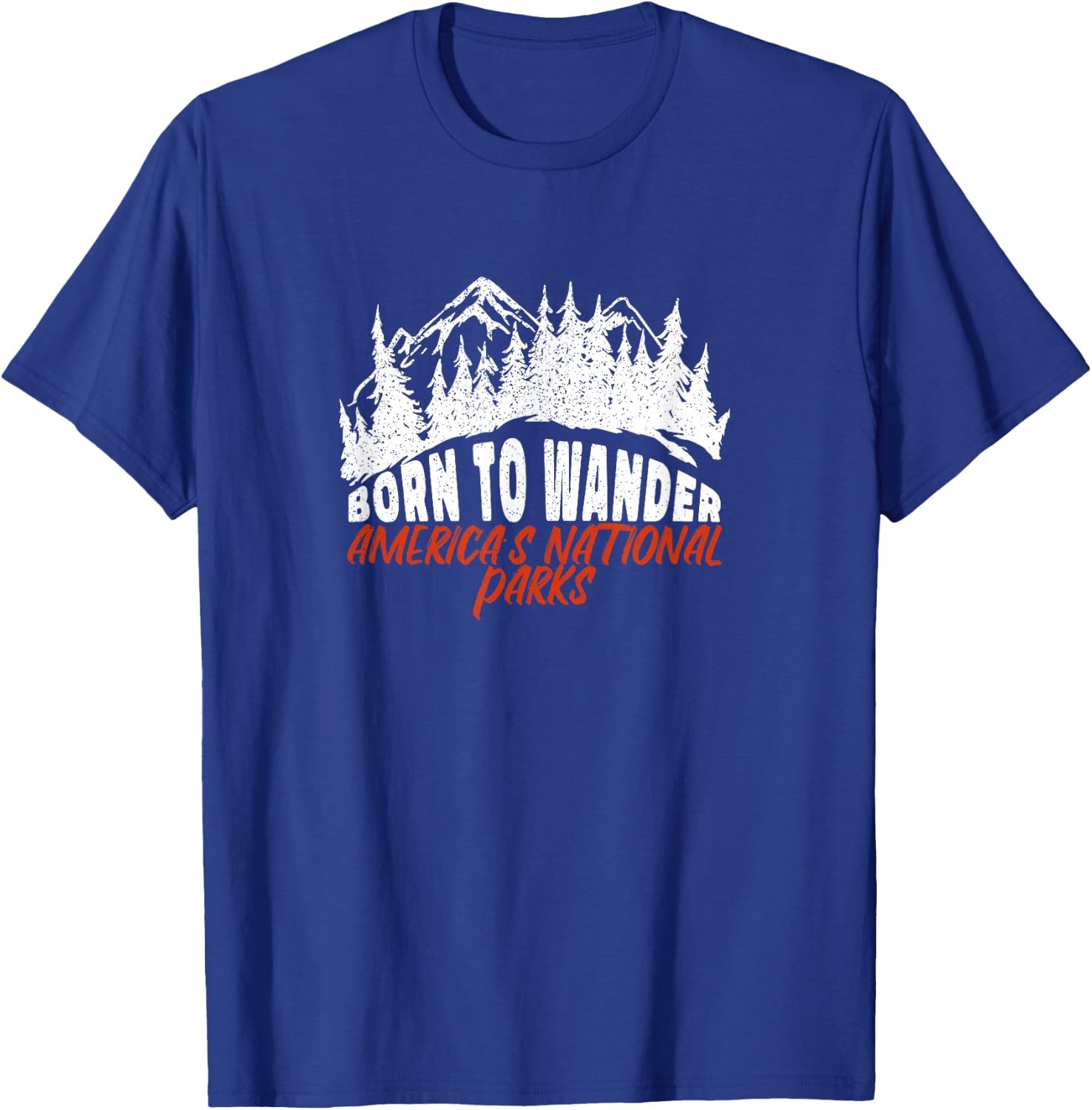 Vintage Distressed Born To Wander America's National parks T-Shirt - T-Shirt | Royal