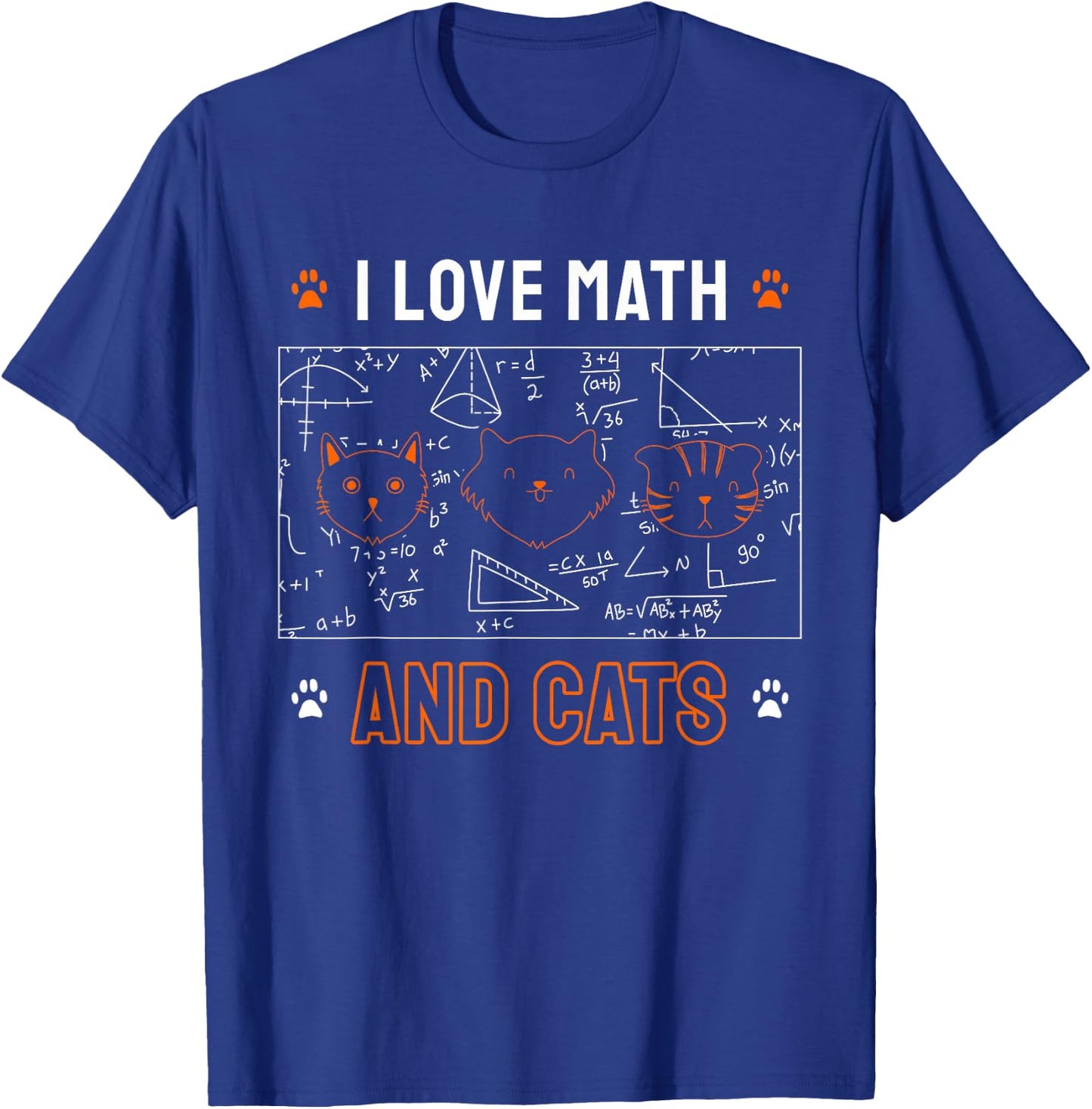 I Love Math And Cats Funny Cat Lover Math Teacher Women Kids T-Shirt - T-Shirt | Royal