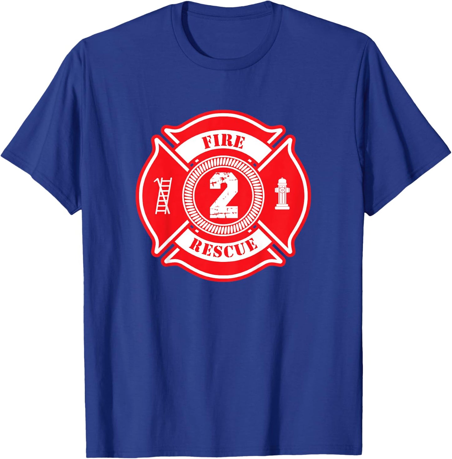 Kids 2nd Birthday Party Fireman Boy Two Year Old Firefighter T-Shirt - T-Shirt | Royal