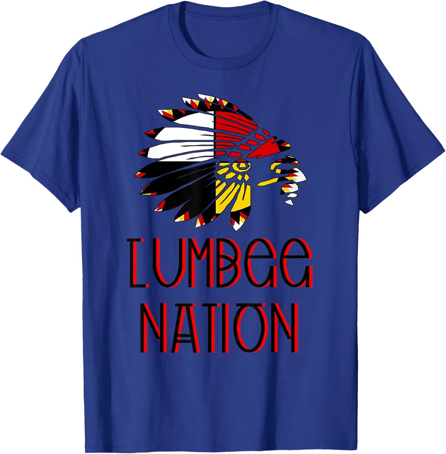 LUMBEE NATION FLAG | Indigenous | Native American Headdress T-Shirt - T-Shirt | Royal
