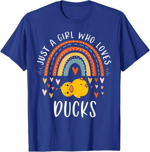 Just A Girl Who Loves Ducks Rainbow Gifts For Duck Lover T-Shirt - T-Shirt | Royal