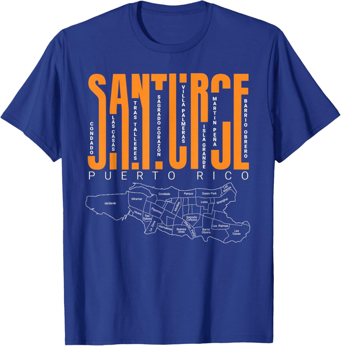 Santurce and its Barrios Puerto Rico T-Shirt - T-Shirt | Royal