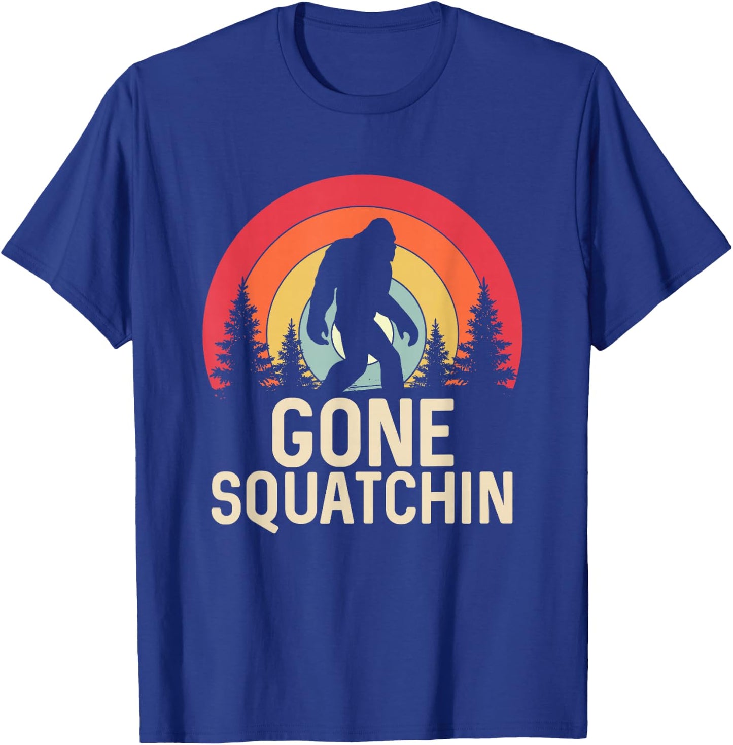 Retro Gone Squatchin - Bigfoot Sasquatch T-Shirt - T-Shirt | Royal