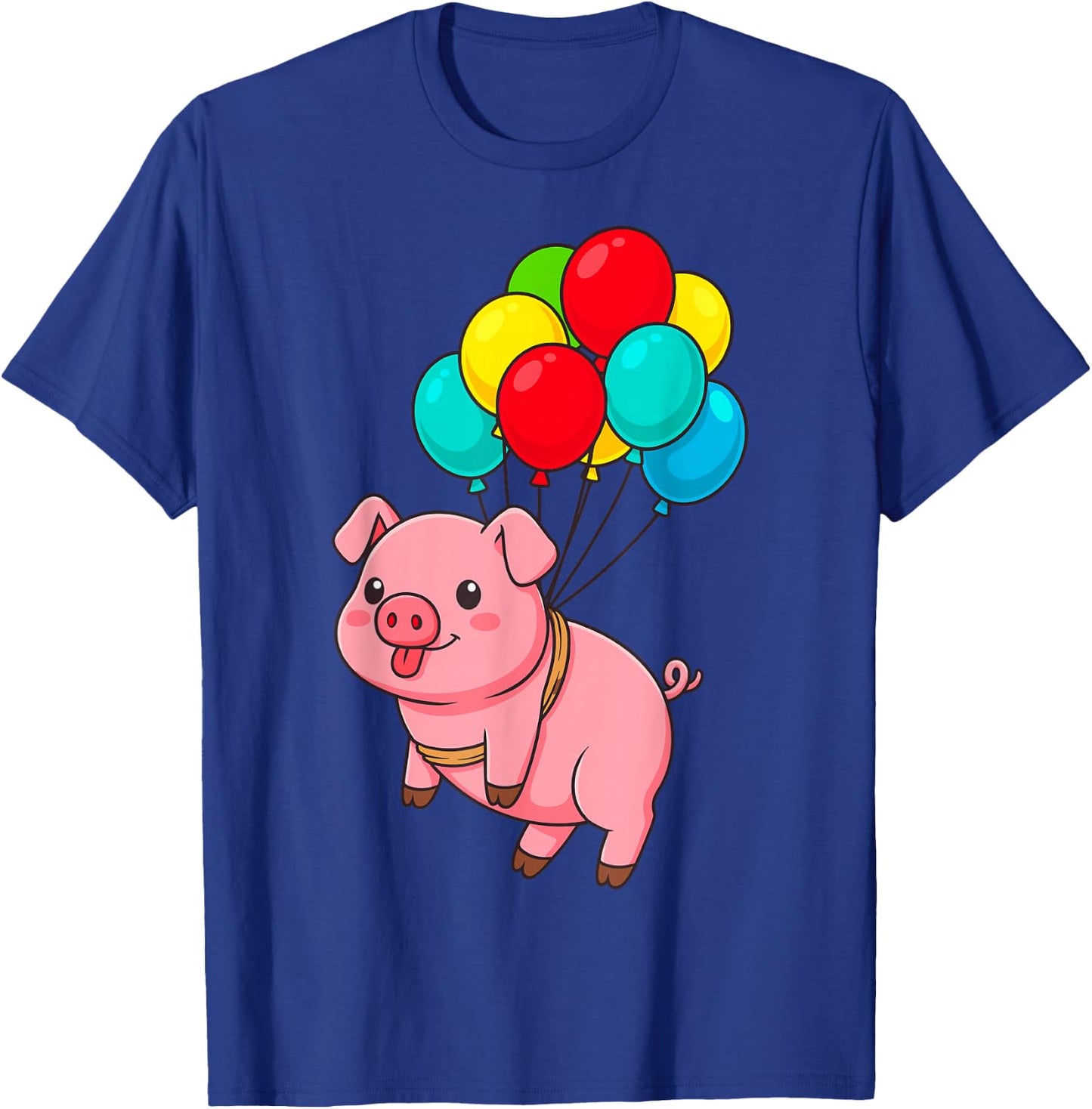 Pig Flying with Balloons T-Shirt - T-Shirt | Royal