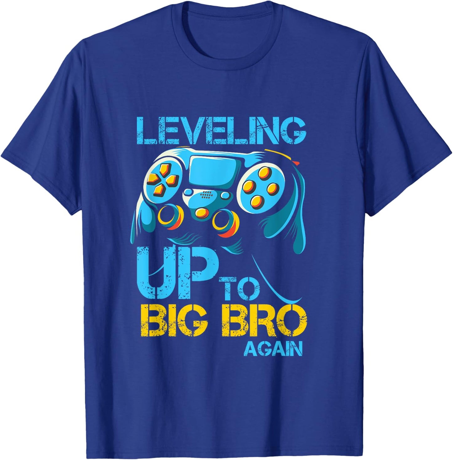 Leveling Up To Big Bro Again Gaming Lovers Vintage T-Shirt - T-Shirt | Royal