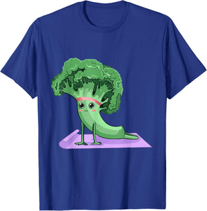 Cute Broccoli Yoga Pose Funny Yogi Broccoli Lover T-Shirt - T-Shirt | Royal
