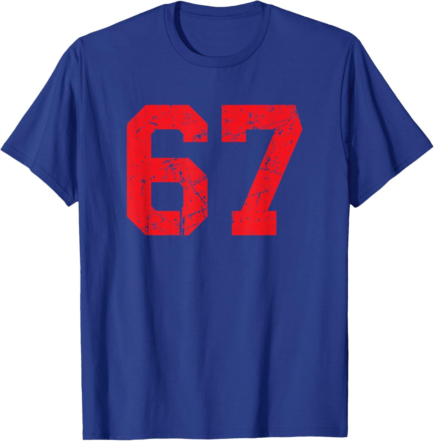Red Distressed Number 67 T-Shirt - T-Shirt | Royal