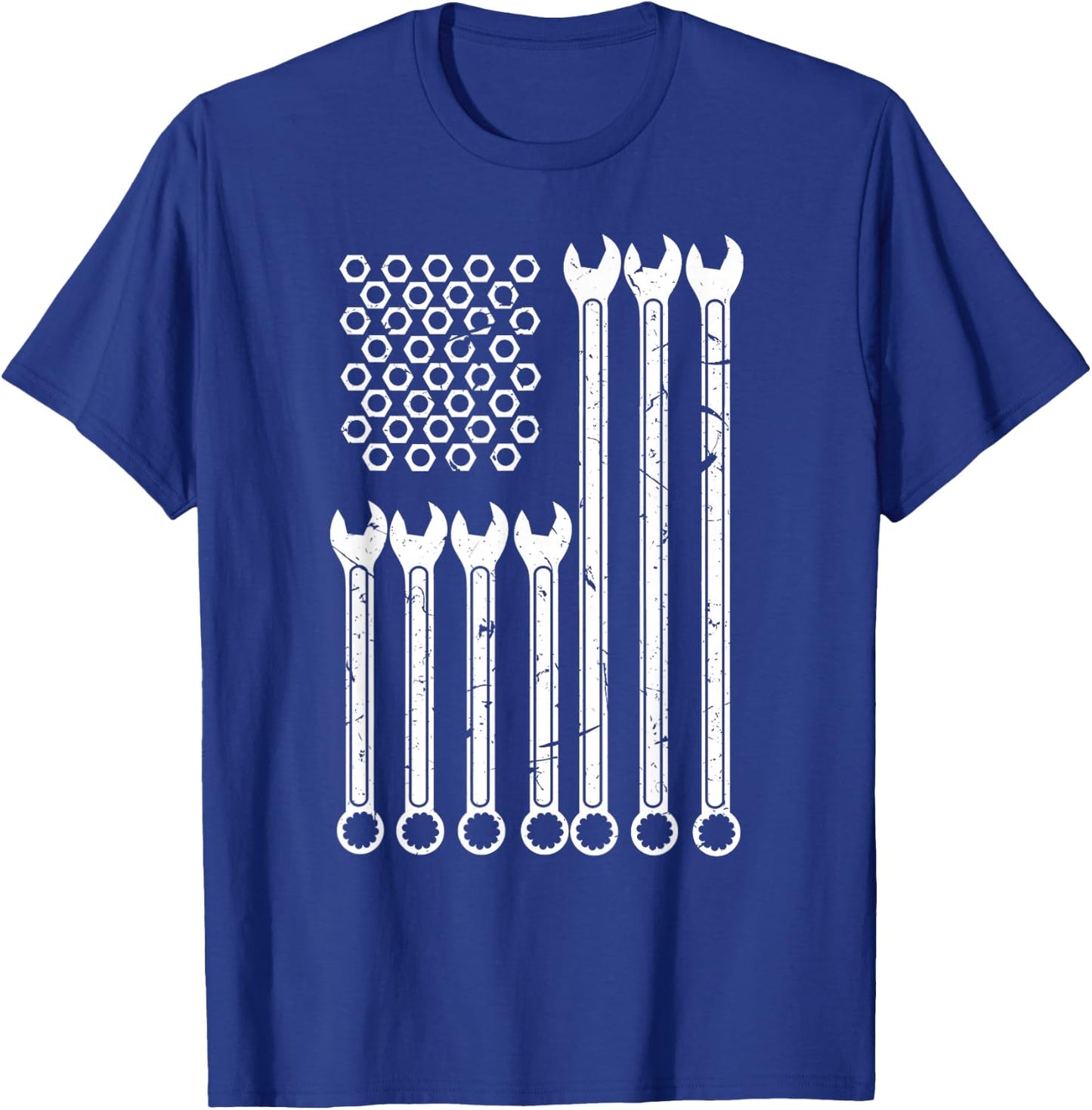 Wrench & Bolt Repairman | Cool Patriotic USA Flag T-Shirt - T-Shirt | Royal
