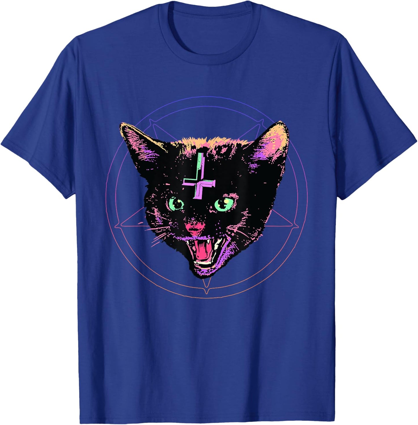 Goth Evil Cat T Shirt Lucipurr Kitten Cult Satanic Cat Lover Men Women T-Shirt - T-Shirt | Royal