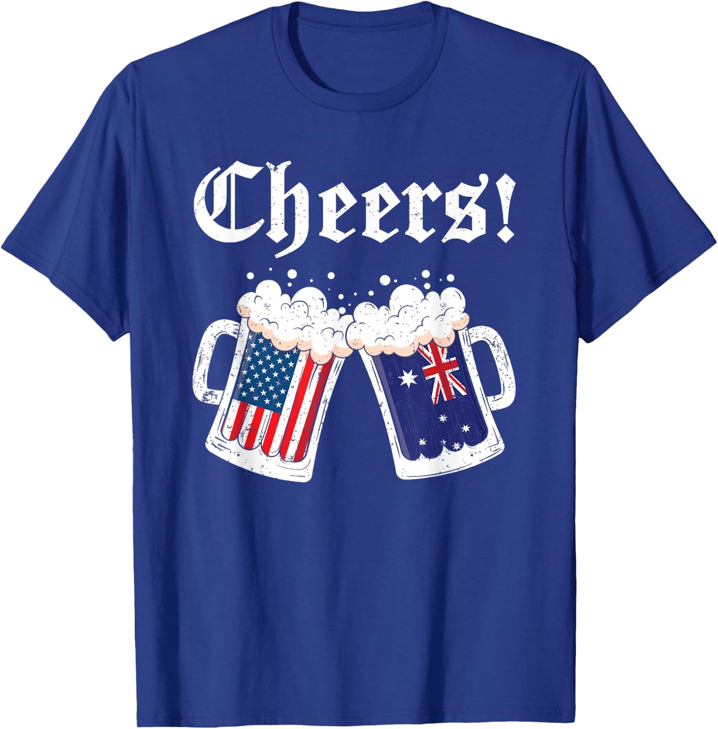 Cheers Shirt Australian American Flag Beer Mug Cheers Women Men T-Shirt - T-Shirt | Royal