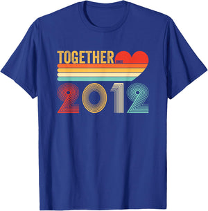 Together Since 2012 Shirt Couple Retro 10th Anniversary T-Shirt - T-Shirt | Royal