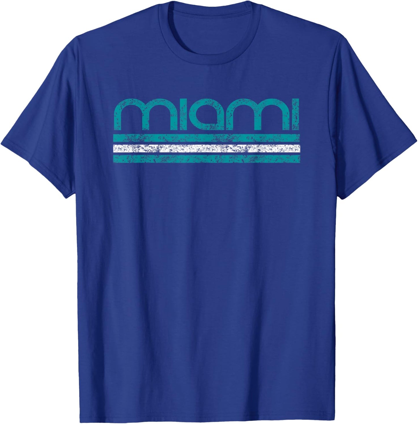 Miami Florida Retro Vintage Weathered T-Shirt - T-Shirt | Royal