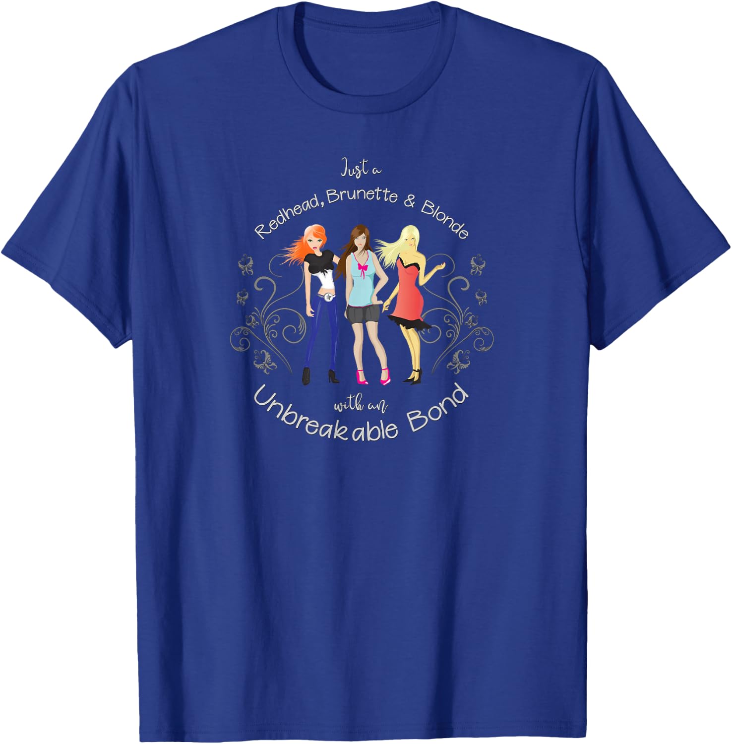 Redhead Brunette & Blonde Best Friends Forever BFF Bestie T-Shirt - T-Shirt | Royal