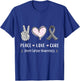 Peace Love cure Brain cancer awareness men women kids tumor T-Shirt - T-Shirt | Royal