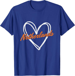 Netherlands Heart Vintage Retro Gift Women Kids T-Shirt - T-Shirt | Royal