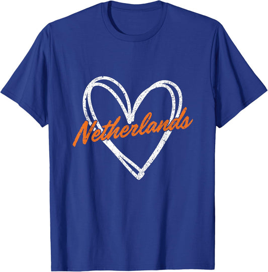 Netherlands Heart Vintage Retro Gift Women Kids T-Shirt - T-Shirt | Royal